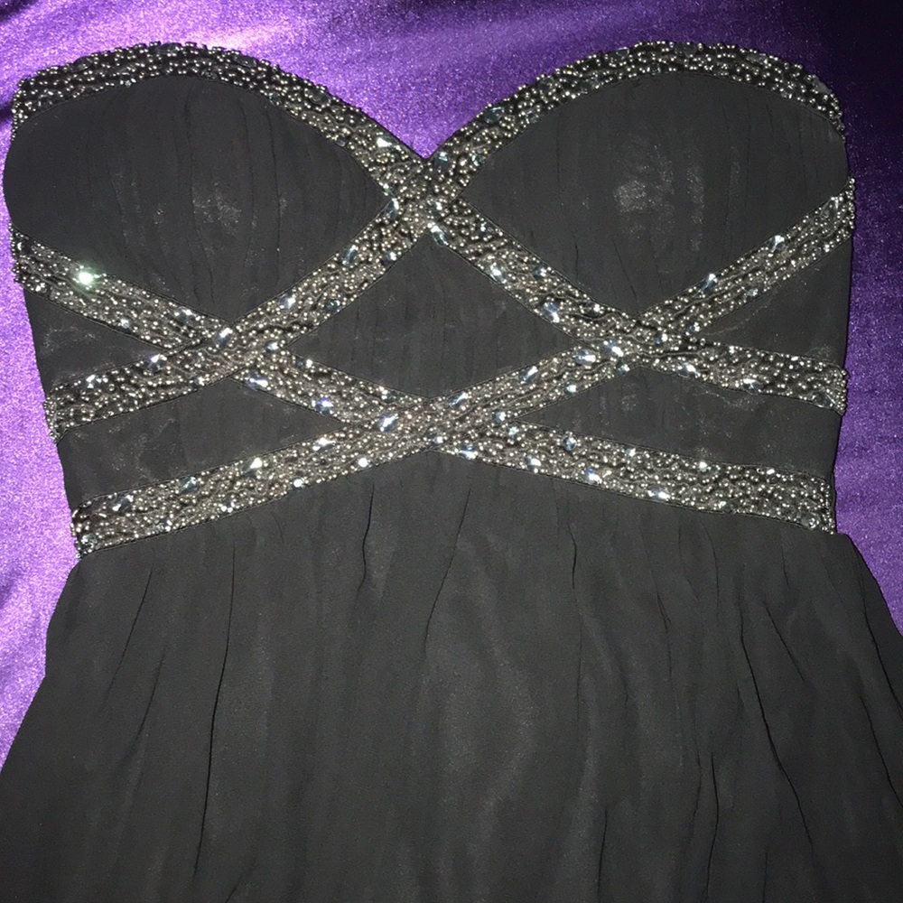 Little mistress black high low strapless dress